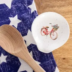 Transpac Ceramic Bike Spoon Rest Home Decor Patriotic Design Perfect for Kitchen and Dining Ceramic Spoon Holder
