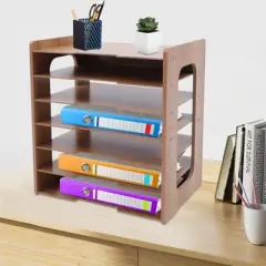 YIYIBYUS 7-Tier Widen Wood Office Paper Organizer for Desk Desktop File Holder