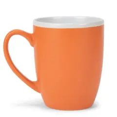 Elanze Designs Solid Color Orange White Interior 16 ounce Matte Ceramic Mugs Matching Set of 4