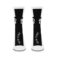 MLB New York Yankees Adult Crew Socks: Cushioned Heel & Toe, Knit Logo Design
