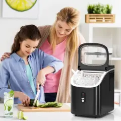 R.W.FLAME Countertop Ice Maker,30 lbs/day, features 2 water-filling options,self-cleaning,24H timer,16 Cubes in 13 Mins,Ideal for home,office,camping