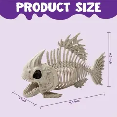 Joyfy 2 PCS 9.5" Halloween Fish Skeleton Decorations Plastic Fish Bone Halloween Indoor Outdoor Decor Party Favors Haunted House Graveyard Props