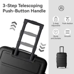 FURNIinspire Bag And Luggage Sets Hard Shell 3 Piece Suitcase Set, Travel Luggage Business Suitcases with Wheels, Black, 19.88"*10.63"*29.92"