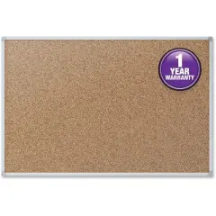 Mead - Classic - Cork Bulletin Board - Aluminum Frame - Natural Cork Surface - Silver - 36 in. x 48 in. - 1 Each