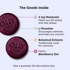 OLLY Restful Sleep Multivitamins Gummies - Blackberry Zen - 90ct