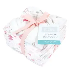 Hudson Baby Infant Girl Cotton Muslin Washcloths, Llama, One Size