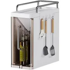 Acekool Kitchen Spice Rack with 2 Drawers and Hooks &ndash; Waterproof Plastic Shelf Organizer for Spice Jars and Kitchen Storage