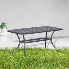 Simple Relax Rectangular Patio Coffee Table in Gun Metal