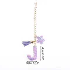 Unique Bargains Star Sequin Letter J Flower Tassel Water Cup Pendant Purple 1 Pc