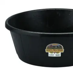 Little Giant Durable Indoor Outdoor Weatherproof 15 Gallon Rubber Tub Feeder Pan Bowl for Livestock Feeding and Other Chores, Black