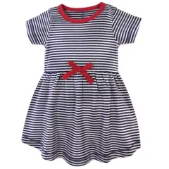 Touched by Nature Baby and Toddler Girl Organic Cotton Short-Sleeve Dresses 2pk, Red Flowers