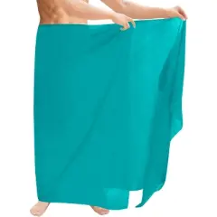 LA LEELA Men's Casual Vacation Pareo Sarong Wrap One Size Shamrock Green Solid