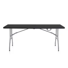Plastic Development Group Durable 6 Foot Folding Multipurpose Banquet Table with Secure Base for Indoor and Outdoor Events, Black