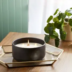16oz Blackened Bowl Ceramic with Multi Woodwick and Dustcover Warm Cider + Cinnamon Candle Black - Threshold&trade;