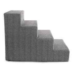 Precious Tails Herringbone High Density Foam 4-Step Pet Stairs - Black