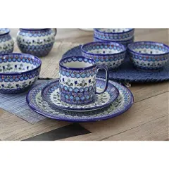 Blue Rose Polish Pottery Vena Dessert Plate