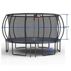 DSVIMOY Trampoline, Kids&Adults Trampoline with Heighten Net, Indoor Outdoor Recreational Trampoline, Black, 182.28"*182.28"*101.88"