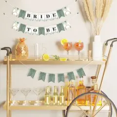 Big Dot of Happiness Boho Botanical Bride - Greenery Bridal Shower and Wedding Party Mini Pennant Banner - Bride To Be