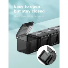 Sukuos XL Weekly Pill Organizer 2 Pcs, Daily Pill Cases for Pills, Vitamins, Fish Oils & Supplements - Black &