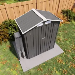 Hrinhom 60.3"W Metal Outdoor Lockable Door Storage Shed, Tool Shed with Peaked Roof Waterproof