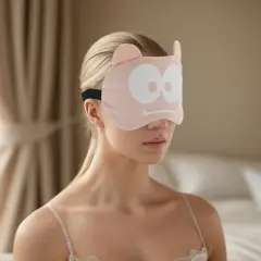 Unique Bargains Soft Cartoon Sleep Mask Frightened Expression Pink 1 Pc