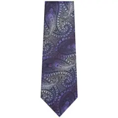 TheDapperTie Men's Purple And Black Paisley Necktie with Hanky