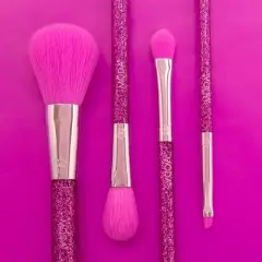 MODA Brush Neon Purple Glitter Face Makeup Brush Kit - 4pc