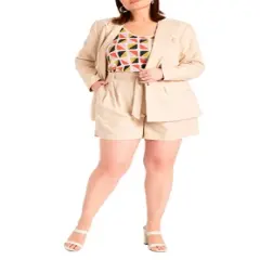 ELOQUII Women&rsquo;s Plus Size Belted Relaxed Linen Short