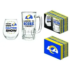Evergreen Los Angeles Rams, Stemless 17OZ Wine & Beer 16 OZ Gift Set