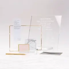RUSSELL + HAZEL Acrylic Memo Display: Clear Desk Organizer for Office Supplies and Organization