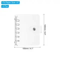 Unique Bargains PVC Waterproof Metal 6 Ring Round Binder Cover for Meeting Folder A7 4 Pcs