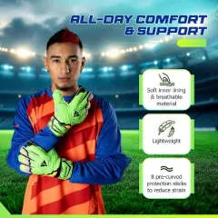 Vizari Kids Training Goalkeeper Gloves - Youth Soccer Goalie Gloves with Finger Protection & Grip Size-5,Red
