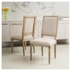 Set of 2 Madison Weathered Oak Dining Chairs Dark Coffee - Christopher Knight Home