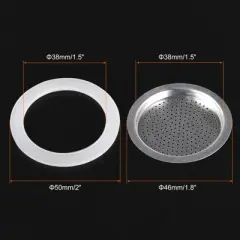 Unique Bargains Coffee Machine Replacement Mocha Pot Silicone Gasket and Stainless Steel Filter