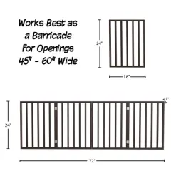 Indoor Pet Gate - 4-Panel Folding Dog Gate for Stairs or Doorways - 72x24-Inch Freestanding Pet Fence for Cats and Dogs by PETMAKER (Brown)