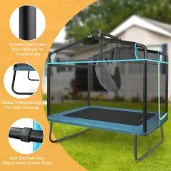 SUGIFT Rectangle Trampoline for Kids with Safety Net, 64" Indoor Outdoor Trampoline with Springs and Zipper Door