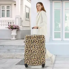 Aukfa 3-Piece Leopard Print Lightweight Hard Shell Expandable Luggage Set with TSA Lock, Available Sizes 20" 24" 28", Multi-Color