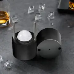 VEVOR Ice Ball Press Kit, Aviation Aluminum Ice Press with Ice Block Mold, Large Mat, Tong, Drip Tray, One Glass, Round Ice Ball Maker 2.4"/60 mm