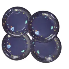 Anna + Pookie 8ct Blue  Astronaut Small Disposable Paper Party Plates