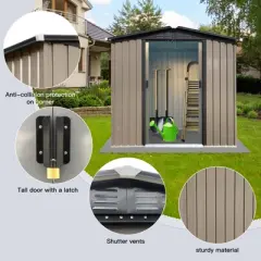 Outdoor storage sheds 6FTx4FT Apex roof brown with Sliding Doors