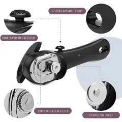 Manual Can Opener, Stainless Steel for Seniors with Ergonomic Grip & Smooth Edge
