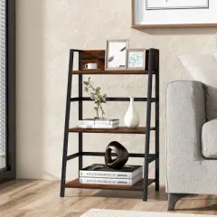 Costway 2PC 3-Tier Ladder Bookshelf Industrial Storage Rack Bookcase Plant Display Shelf