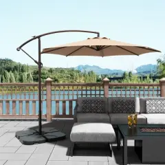 WestinTrends 10 Ft Outdoor Patio Cantilever Offset Umbrella with Base Weights