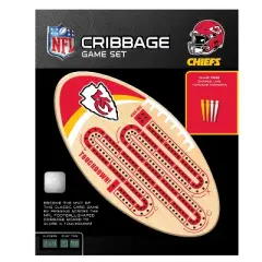 MasterPieces NFL Kansas City Chiefs Cribbage Board Game Set - Wooden Football Decor for Adults
