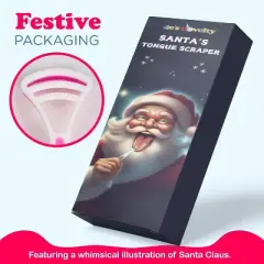 4E's Novelty 4 Pcs Santa Tongue Scraper - Reusable Tongue Scraper for Adults & Kids, Funny Christmas Stocking Stuffers Gag Gift Idea