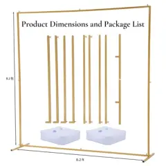 GustoWave Metal Arch Backdrop Stand 8.2FTx8.2FT Square Wedding Arch Stand Stable, Arch Frame Balloon Arch Stand, Gold