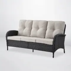 POCASSY 72" Wide Outdoor Sofa Furniture Outdoor Wicker Sofa Weather Resistant Rattan with Deep Seat for Patio Backyard Porch