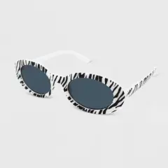 Zebra Printed Plastic Oval Sunglasses- Wild Fable&trade; White