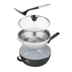 Cuisinart Preferred Pan 4pc Cookware Set Matte Black: Nonstick Ceramic, Dishwasher-Safe, Induction Compatible, Lifetime Warranty