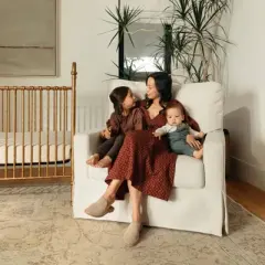 Namesake Crawford Chair and a Half Pillowback Swivel Glider - Performance Cream Eco-Weave